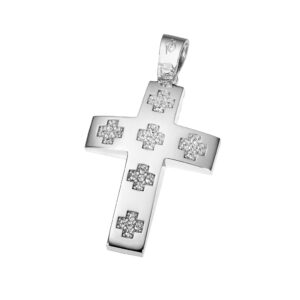 Cross K14 White gold with zircon