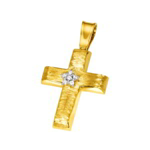 Cross K14 Gold and White Gold with zircon