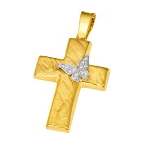 Cross K14 Gold and White Gold with zircon