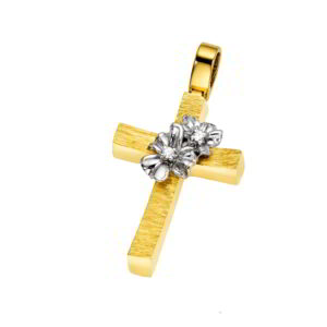 Cross K14 Gold and White Gold with zircon