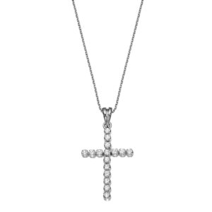 Cross K18 White Gold with Diamonds