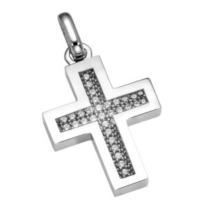 Cross K14 White gold with zircon