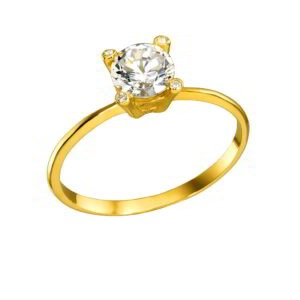 Ring K14 Gold Single Stone with Zircon