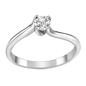 Single Stone Ring K18 White Gold with Diamond