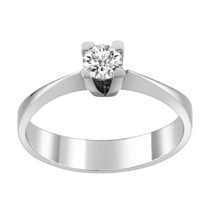 Single Stone Ring K18 White Gold with Diamond