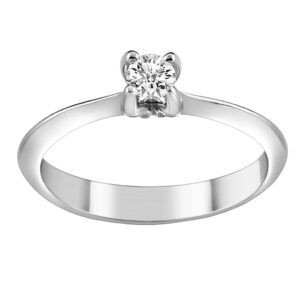 Single Stone Ring K18 White Gold with Diamond