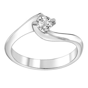 Single Stone Ring K18 White Gold with Diamond