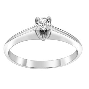 Single Stone Ring K18 White Gold with Diamond