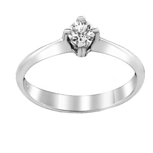 Single Stone Ring K18 White Gold with Diamond