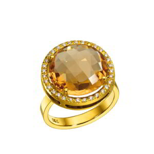Δαχτυλίδι Κ18 Χρυσό με Διαμάντια και Ημιπολυτιμους Λίθους