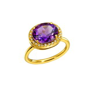 K18 Gold Ring with Diamonds and Precious Stones