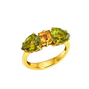 K18 Gold Ring with Diamonds and Precious Stones