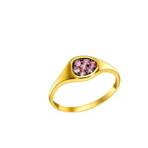 K18 Gold Ring with Diamonds and Precious Stones