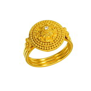 K18 Gold Ring with Diamonds and Precious Stones