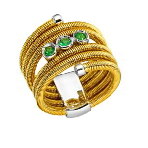 K18 Gold Ring with Diamonds and Precious Stones