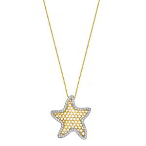 Starfish Necklace K14 Gold with Zircon