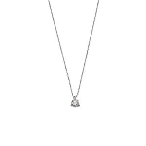 Single Stone Necklace K18 White Gold with Diamond