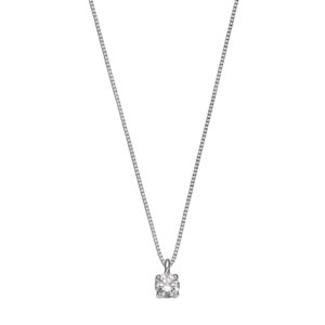 Single Stone Necklace K18 White Gold with Diamond