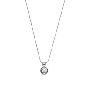 Single Stone Necklace K18 White Gold with Diamond