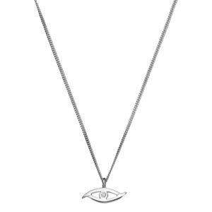 Single Stone Necklace K18 White Gold with Diamond
