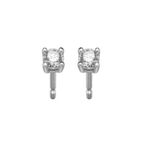 Single Stone Earrings Gold K14 with Zircon