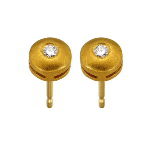 Single Stone Earrings Gold K14 with Zircon