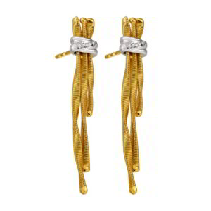 Single Stone Earrings Gold K14 with Zircon