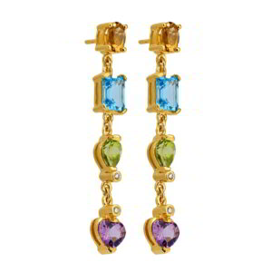 Single Stone Earrings Gold K14 with Zircon