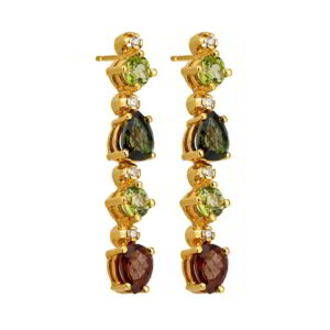 Single Stone Earrings Gold K14 with Zircon