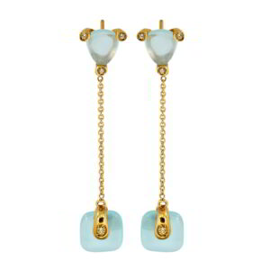 Single Stone Earrings Gold K14 with Zircon