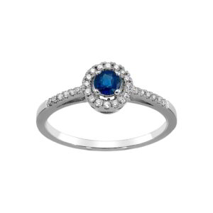 Rosette Ring K18 White Gold with Diamonds and Sapphire