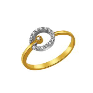 Ring K14 Gold and White Gold with Zircon