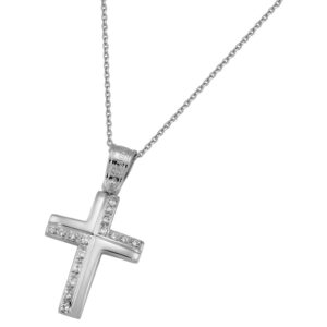 Cross K14 White gold with zircon