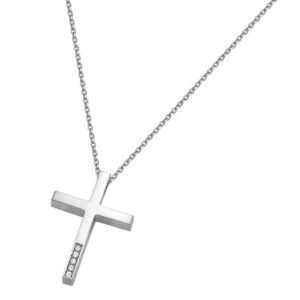 Cross K14 White gold with zircon