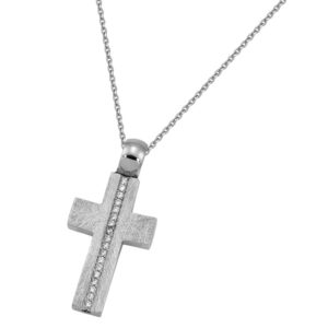 Cross K14 White gold with zircon