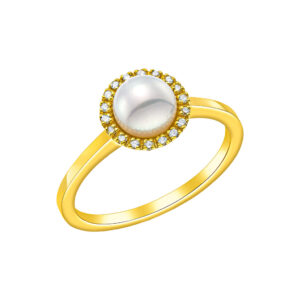Δακτυλίδι Ροζέτα Κ18 Χρυσό με Μαργαριτάρι και Διαμάντια